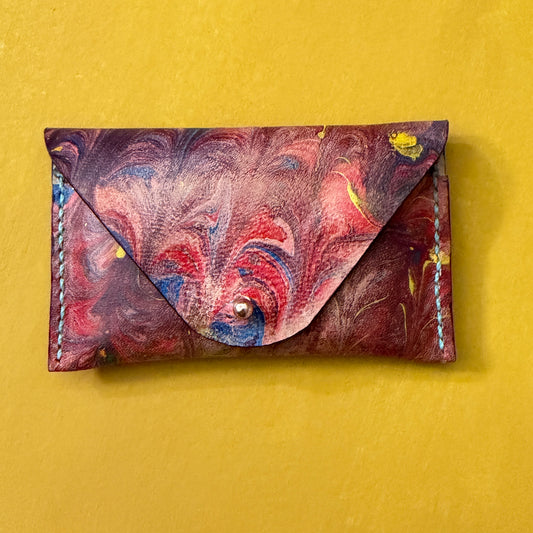 Perfume Pouch for samples Blue Brown & Yellow Marbled