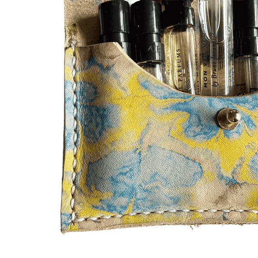 Perfume Pouch for samples Blue & Yellow Marbled