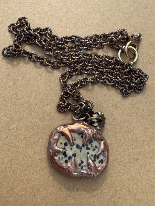 Clawprint Calm: Double-Sided Dalmatian Jasper Necklace